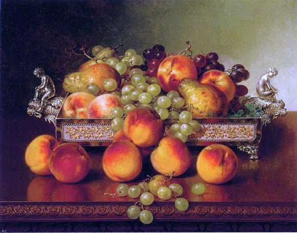  Robert Spear Dunning Still Life with Peaches and a Silver Dish - Canvas Art Print