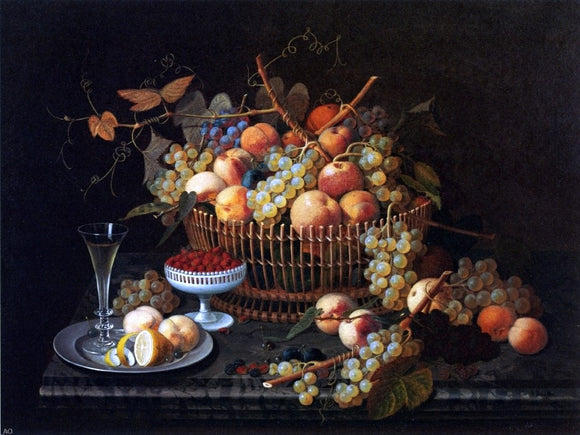  Severin Roesen Still Life with Fruit and Vase - Canvas Art Print