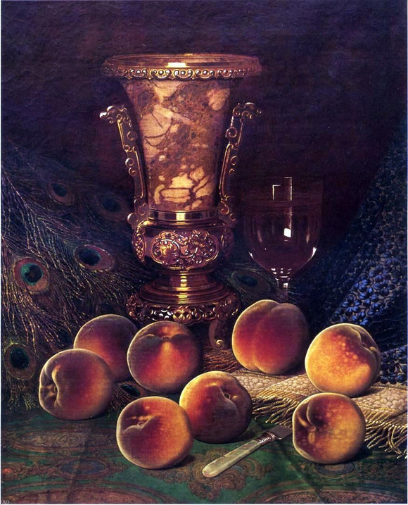  William Mason Brown Still Life with Peaches and Marble Vase - Canvas Art Print