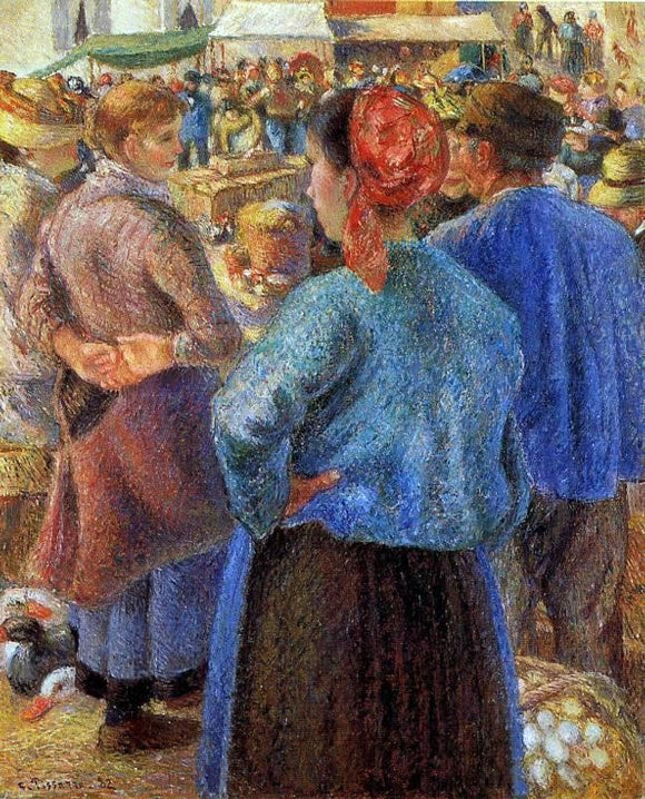  Camille Pissarro The Poultry Market at Pontoise - Canvas Art Print