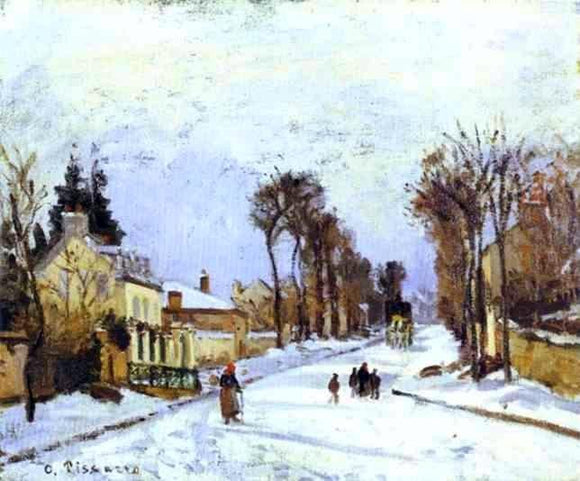  Camille Pissarro The Road to Versailles at Louveciennes (also known as The Effect of Snow) - Canvas Art Print