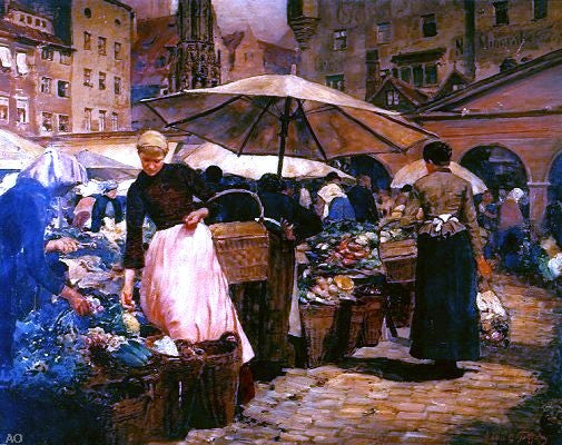  Louis Comfort Tiffany Market Day at Nuremberg - Canvas Art Print