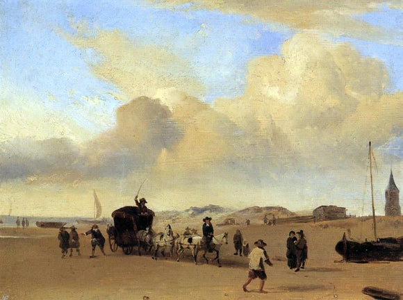  Eugene-Louis Boudin The Beach at Scheveningen (after Adriaen van de Valde) - Canvas Art Print