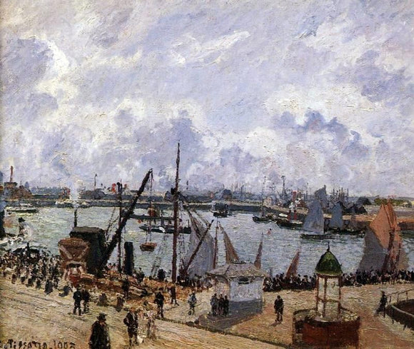  Camille Pissarro The Inner Harbor, Le Havre - Morning Sun, Rising Tide - Canvas Art Print
