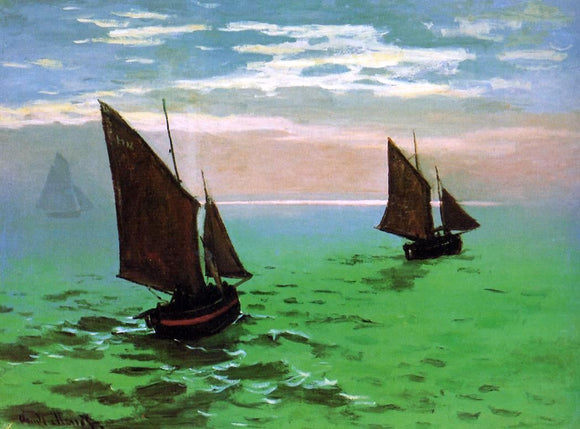 Claude Oscar Monet Fishing Boats at Sea - Canvas Art Print