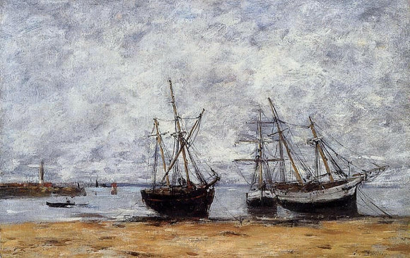  Eugene-Louis Boudin Portrieux, the Port at Low Tide - Canvas Art Print