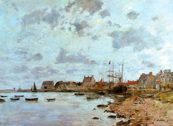  Eugene-Louis Boudin The Port at Saint-Vaast-la-Houghe - Canvas Art Print