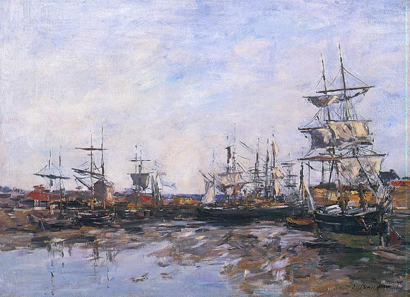  Eugene-Louis Boudin Trouville, the Port at Low Tide - Canvas Art Print