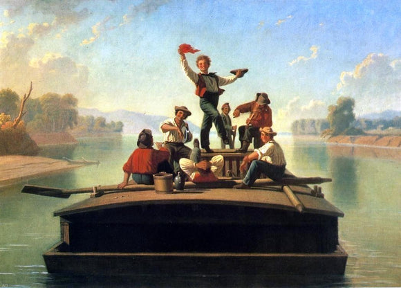  George Caleb Bingham The Jolly Flatboatmen (2nd version) - Canvas Art Print