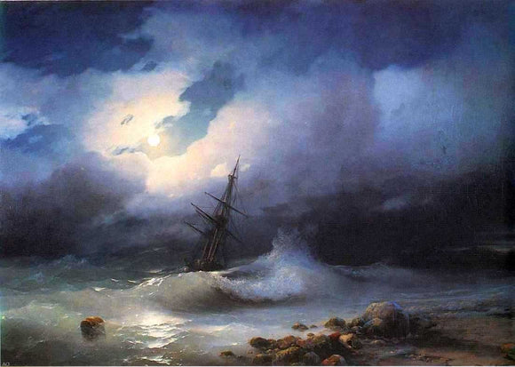  Ivan Constantinovich Aivazovsky Rough Sea at Night - Canvas Art Print