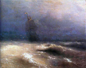  Ivan Constantinovich Aivazovsky Tempest by Coast of Nice - Canvas Art Print