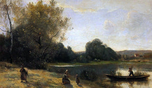  Jean-Baptiste-Camille Corot Ville d'Avray - The Boat Leaving the Shore - Canvas Art Print