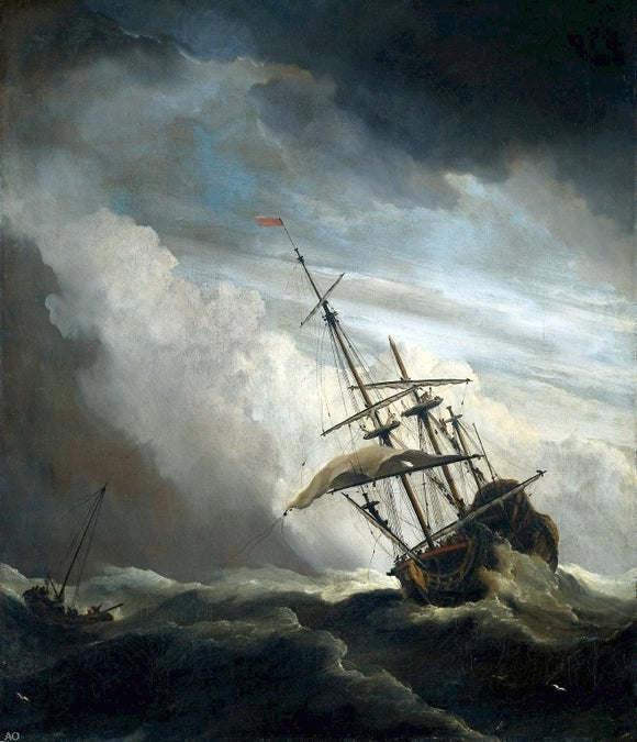  The Younger Willem Van de Velde Ship in High Seas Caught by a Squall - Canvas Art Print