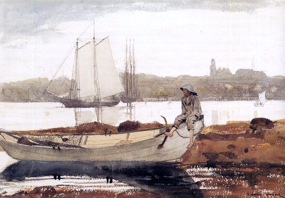  Winslow Homer Gloucester Harbor and Dory - Canvas Art Print