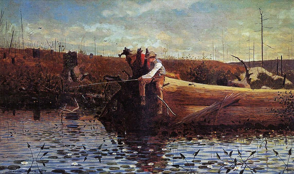  Winslow Homer Waiting for a Bite - Canvas Art Print