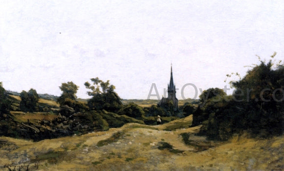 Henri Harpignies Eglise de St Priva, Yonne - Canvas Art Print