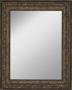 Framed Mirror 22.75" x 26.75" - with Ornate Brown-Gold Finish Frame