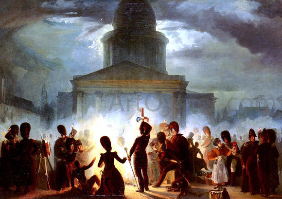  Auguste Raffet A Bivouac In The Place Du Pantheon - Canvas Art Print