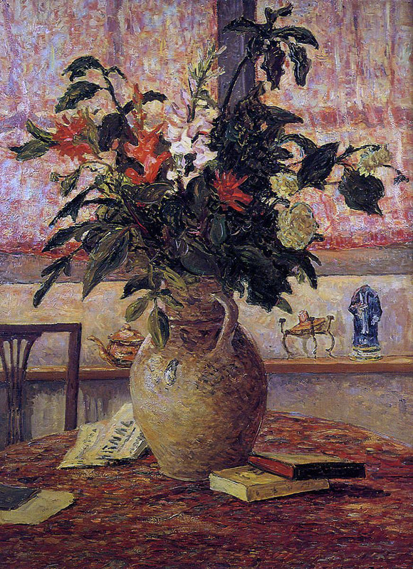 Maxime Maufra A Bouquet of Flowers in front of a Window - Canvas Art Print