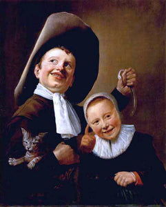  Judith Leyster A Boy and a Girl with a Cat and an Eel - Canvas Art Print