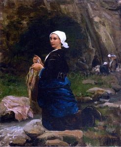  Jules-Adolphe Breton A Breton Laundress - Canvas Art Print