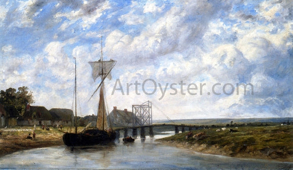  Paul Huet A Bridge over the Touques near Trouville - Canvas Art Print