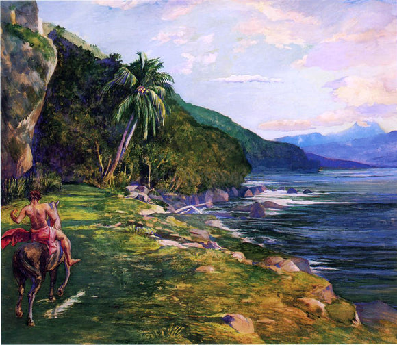  John La Farge A Bridle Path in Tahiti (also known as Bridle Path, Tahiti) - Canvas Art Print