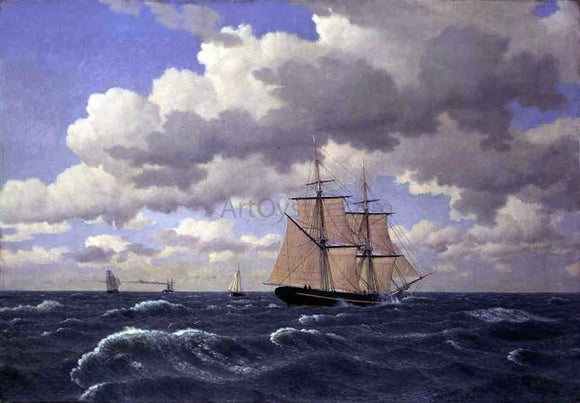  Christoffer Wilhelm Eckersberg A Brig under Sail in Fair Weather - Canvas Art Print