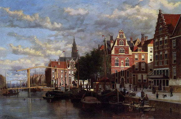 Johannes Frederik Hulk A Canal in Amsterdam - Canvas Art Print