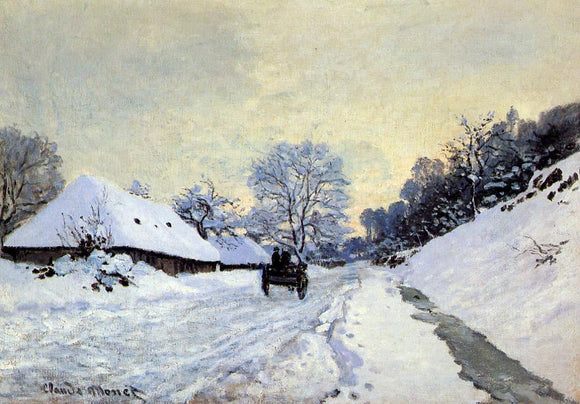  Claude Oscar Monet A Cart on the Snow Covered Road with Saint-Simeon Farm - Canvas Art Print