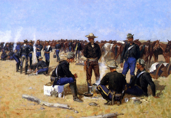  Frederic Remington A Cavalryman's Breakfast on the Plains - Canvas Art Print
