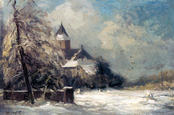  Louis Apol A Church In A Snow Covered Landscape - Canvas Art Print