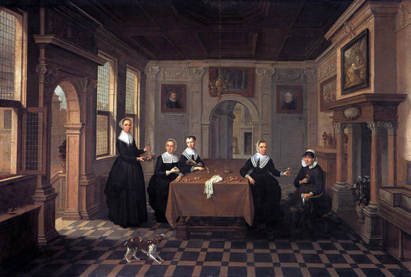  Bartholomeus Van Bassen A Company in an Interior - Canvas Art Print