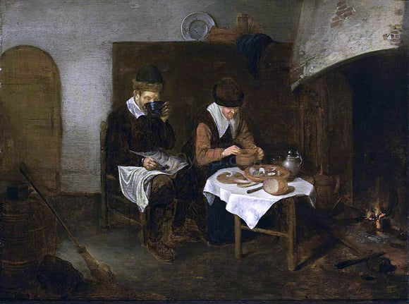  Quiringh Van Brekelenkam Couple Having a Meal before a Fireplace - Canvas Art Print