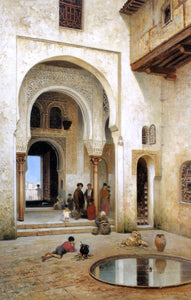  Frans Wilhelm Odelmark A Courtyard in Alhambra - Canvas Art Print