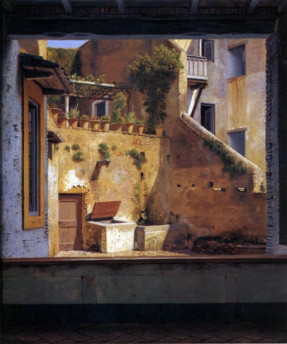  Christoffer Wilhelm Eckersberg A Courtyard in Rome - Canvas Art Print