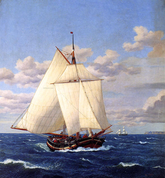  Christoffer Wilhelm Eckersberg A Danish Yacht Passing Stevns - Canvas Art Print