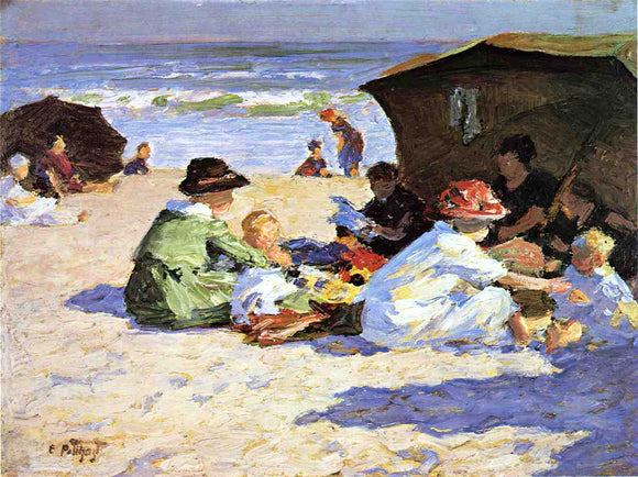  Edward Potthast A Day at the Seashore - Canvas Art Print