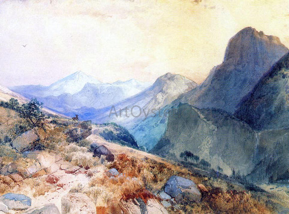  Thomas Moran A Deer in a Mountain Landscape - Canvas Art Print