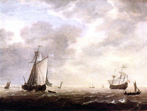  Simon De Vlieger A Dutch Man-of-war and Various Vessels in a Breeze - Canvas Art Print