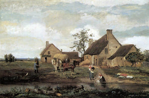  Jean-Baptiste-Camille Corot A Farm in the Nievre - Canvas Art Print