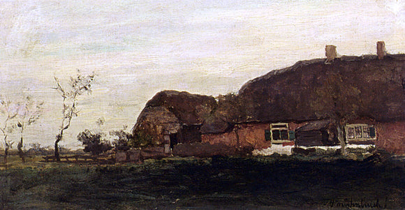  Johann Hendrik  Weissenbruch Farmhouse in a Polder Landscape - Canvas Art Print