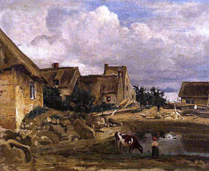  Jean-Baptiste-Camille Corot A Farmyard near Fontainebleau - Canvas Art Print