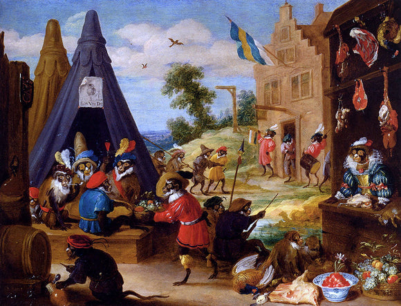  The Younger David Teniers A Festival Of Monkeys - Canvas Art Print