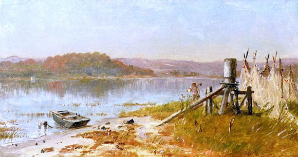  Thomas Worthington Whittredge A Fisherman's Windlass, Sketch on the Hudson - Canvas Art Print