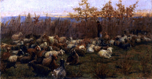  Nicolo Cannicci A Flock of Goats - Canvas Art Print