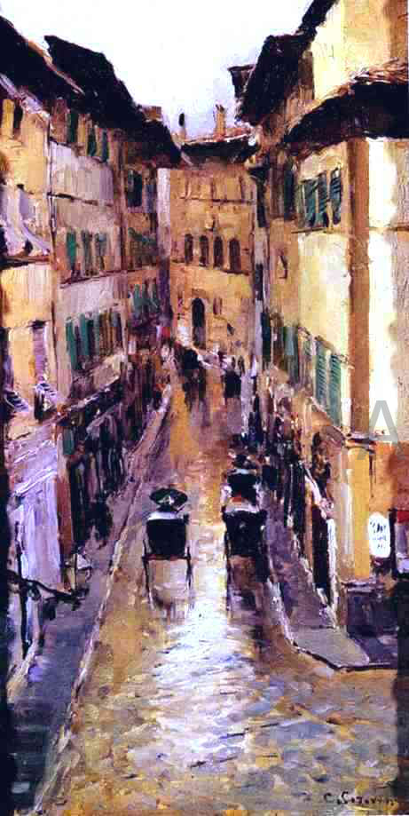  Constantin Alexeevich Korovin A Florence Street in the Rain - Canvas Art Print