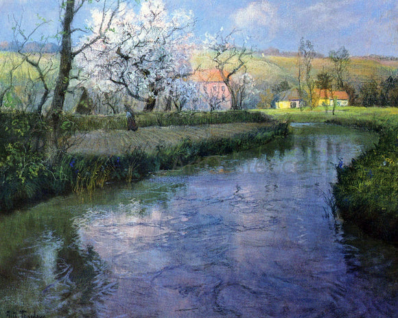  Fritz Thaulow A French River Landscape - Canvas Art Print