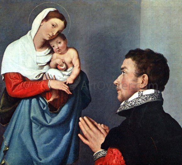  Giovanni Battista Moroni A Gentleman in Adoration before the Madonna - Canvas Art Print