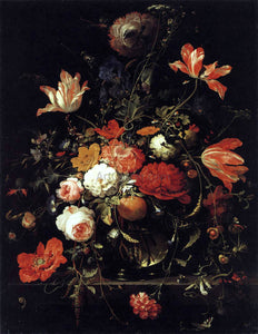  Abraham Mignon A Glass of Flowers and an Orange Twig - Canvas Art Print